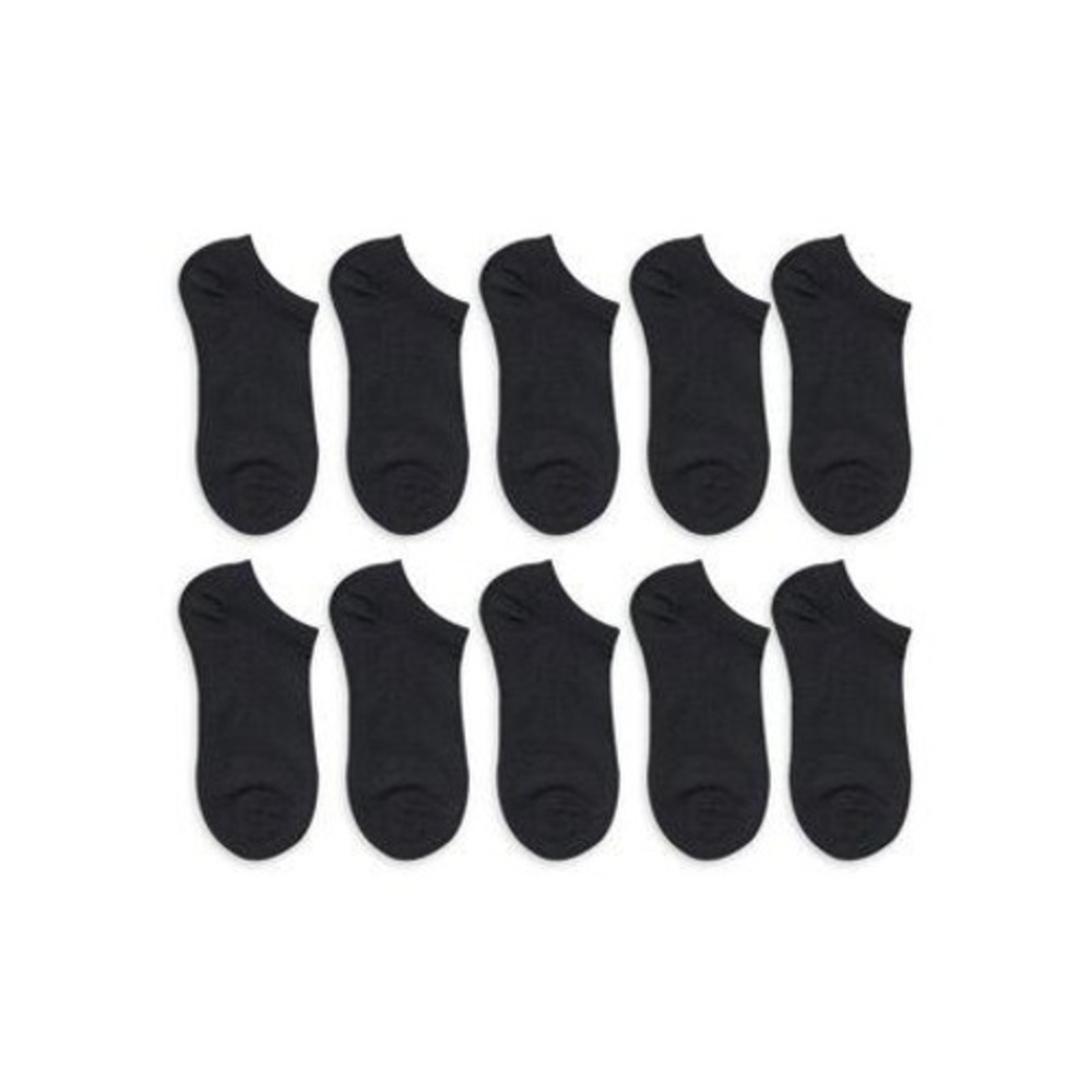Athletic Works No Show Socks Women 4-10 Black NEW 10 Pack Half-Cushion Regular